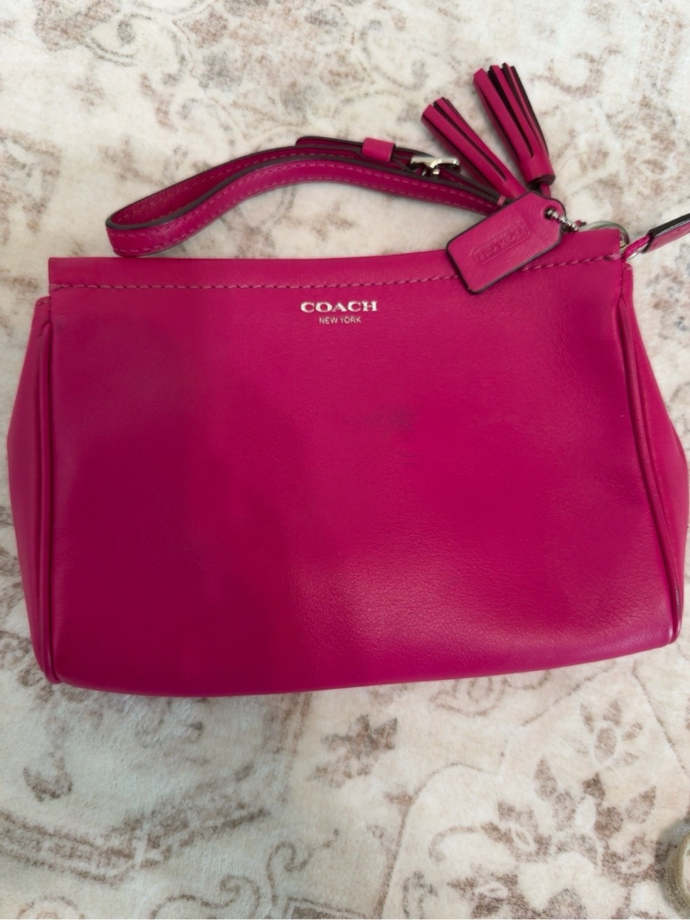 Coach Legacy Pink Leather Wristlet Clutch Tassels Fuchsia